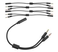 Tofficu Adaptateur Audio Multifonction Y 3,5 Mm pour Casque et Microphone, Répartiteur Stéréo PC 5 Pièces, Noir, Compatible Ordinateurs Portables et Desktop pour Visioconférence et Gaming