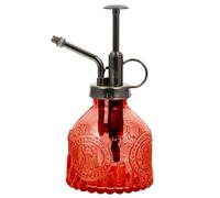 Tofficu Arrosoir de Jardin en Verre Embossé Vintage, Vaporisateur D'eau Rouge Tête en Cuivre Antique, Petit Format, pour Arrosage Précis des Plantes D’intérieur et Pots de Fleurs