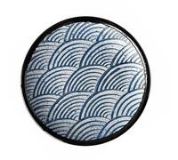 Tofficu Assiette en Céramique Japonaise 18 Cm 7 Pouces Bleu Ondulé, Plat de Service à Dessert Polyvalent pour Salade et Plat du Jour, Vaisselle Créative pour Repas Quotidiens