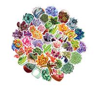 Tofficu Autocollants Motifs Plantes Succulentes 50 Pcs Étanches pour Scrapbooking Adultes Colorés Décoration Journaux Agendas Usage Intérieur Extérieur Longueur Moyenne