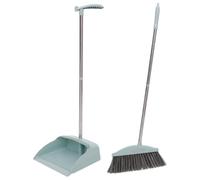 Tofficu Balai et Pelle à Poussière Verticale en Acier Inoxydable et Plastique, Résistance à L'usure la Casse, Kit de Balai Ménager Simple et Pratique Maison Résidence Universitaire