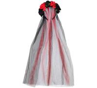 Tofficu Bandeau Cheveux Halloween Rouge Voile en Polyester Léger, Accessoire Coiffure Europe Style pour Cosplay et Fête Jour des Morts