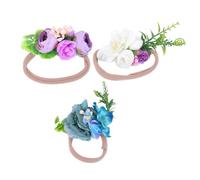 Tofficu Bandeau Élastique pour Garçon et Filles de Fleur 3 Pièces en Tissu Naturel, Accessoire pour Cheveux pour Photographie et Fête, Toujours en État de Fleurissement