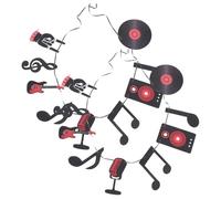 Tofficu Bannière Rock Musique 2 Pièces en Papier Cartonné Noir, Décorations Murales Disque Vinyle, Fournitures de Fête Thème Concert, Décoration Anniversaire et Soirée Musicale