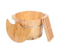 Tofficu Bassin pour Bain de Pieds en Plastique Khaki Couvercle et Masseur, Grosse Capacité, Facile à Nettoyer, pour Usage Domestique