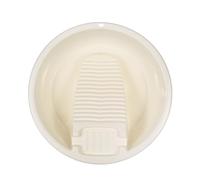 Tofficu Bassine à Linge Portable en Plastique Épais Crème Petite Taille avec Planche à Laver Intégrée, Cuve Spacieuse pour Lavage Manuel des Sous-vêtements et Chaussettes, Outil Pratique