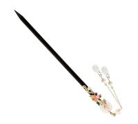 Tofficu Bâtonnet à Cheveux en Bois Naturel Pompon Blanc, Baguette Chinoise Rétro pour Chignon, Accessoire Cheveux Femme et Fille, Décoration Élégante pour Mariage et Cérémonie