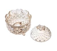 Tofficu Bocal à Bonbons en Verre Décoratif 280 ML Motif en Relief, Couvercle, Pot de Rangement Alimentaire en Verre Teinté Marron, pour Fête, Mariage et Décoration Intérieure