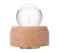 Tofficu Boîte à Musique Boule de Cristal Boule de Cristal à Socle en Bois Rotative LED USB Veilleuse à Projection pour Garçon et Filles Table et Étagère