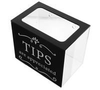 Tofficu Boîte à Pourboires en Acrylique Transparente, Seau à Pièces Noir Classique, Conteneur de Stockage Sécurisé pour Barman, Restaurant, Musicien et Chauffeur - Boîte à Dons