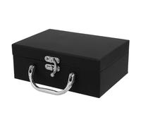 Tofficu Boîte de Rangement Portable Noire avec Poignée, Petite Valise en Papier Épais pour Bureau et Maison, Organisateur Polyvalent pour Papeterie, Bijoux et Souvenirs, 1 Pièce, Léger