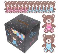 Tofficu Boîte de Révélation du Bébé pour Shower - Urne de Vote Noire en Papier - Kit Interactif de Jeux pour Fête Révélatrice de Genre - Décoration Fête Famille et Anniversaire