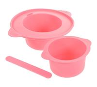 Tofficu Bol à Masque en Silicone 400 Ml Rose Grand Format Résistant Haute Température avec Spatule Assortie Accessoire pour Chauffe-cire, Pot pour Fondre Cire Fiable et Outil Réutilisable