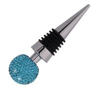 Tofficu Bouchon de Bouteille de Vin en Alliage de Zinc Strass, Forme Boule Facettée, Couleur Bleu Lac, Bouchon Vin Conique Réutilisable pour Bar, Fêtes et Restaurants