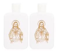Tofficu Bouteilles d'eau Bénite Catholiques 2pcs en Plastique Blanc 100ml Réutilisables Lavables Croix pour Cérémonie Religieuse et Décoration D'église