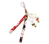 Tofficu Breloques Décoratives Fortune Cat En Céramique Et Métal Pour Téléphone Portable, Cordon Suspendu à Cloche, Lot De 2, Noir Et Rouge, Accessoire Pour Filles Et Présents