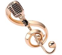 Tofficu Broche Musicale Microphone Dorée en Alliage, Bijou Élégant et Confortable à Porter, Épingle Facile à Fixer pour Concert ou Soirée Chic