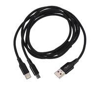Tofficu Câble USB Double Tête Type c en Nylon Tressé, Cordon De Charge Rapide pour Utilisateurs, Style Solide Et Flexible, Maison Bureau Voiture, Noir