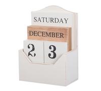 Tofficu Calendrier Bois Vintage pour Bureau Calendrier Manuel Bloc Bois Compact Affichage Date Mois Réutilisable pour Maison et Table de Travail