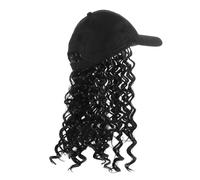 Tofficu Casquette de Baseball avec Postiche Bou Noire 1b, Cheveux Synthétiques Ondulés, Taille Unique, Chapeau à Faux Cheveux pour Femmes, Perruques Brunes, Usage Quotidien