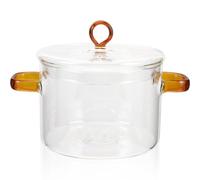 Tofficu Casserole Verre pour Mijoté avec Couvercle Polyvalente pour Soupe Lait et Nouilles Ustensile de Cuisine Verre Borosilicaté avec Poignées Usage Domestique et Cuisson Vapeur