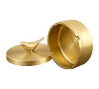 Tofficu Cendrier de Table en Laiton Petit Format Couvercle, Récipient à Mégots Décoratif à Motif D’Oiseau, Accessoire Pratique pour Maison et Voiture, Cendrier Portable Élégant