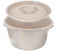 Tofficu Chaise Percée Seau en Polypropylène Gris, Couvercle Isolant, Capacité Adaptée pour Patients et Personnes Âgées, Pot D'urine Portable pour Usage à Domicile Hôpital, Toilette