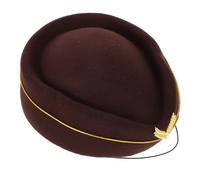 Tofficu Chapeau D'hôtesse de L'air Cosplay en Laine Marron, Taille Unique, Accessoire Costume de Groupe pour Fêtes et Spectacles, Chapeau Pilote Confortable et Ultra-doux