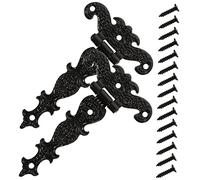 Tofficu Charnière Noir Rétro en Fer Robuste 8 Trous de Vis, Charnières de Porte de Cabanon Solides pour Abri de Jardin Extérieur et Portail Bois