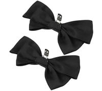 Tofficu Clips pour Chaussures à Nœud Élégants en Tissu et Acier Inoxydable, Pratiques et Faciles à Installer, pour Filles, pour Fêtes et Photos de Rue, 1 Paire Noire