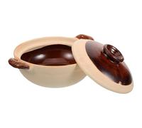 Tofficu Cocotte Terre Cuite pour Cuisson Lente Casserole à Double Anse Antiadhésive Pot à Ragoût Maison pour Soupe et Braisé Pot Cuisson Argile pour Repas Individuels