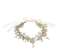 Tofficu Couronne de Fleurs Artisanale Vert Doré, Bandeau à Fleurs Féerique Pendentif Goutte D'eau, Accessoire Léger et Ajustable pour Mariage, Fêtes, Cosplay et Photographie, Bandeau