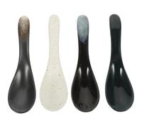 Tofficu Cuillères à Soupe en Céramique Lot de 4 pour Soupes et Bouillies Design Marbre Rétro Usage Quotidien au Restaurant et Repas en Famille