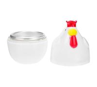 Tofficu Cuiseur à Œufs Vapeur en Plastique Blanc Forme Poule Cuiseur à Œufs pour Micro-Ondes Outil de Cuisson à la Vapeur Pratique pour Petit-Déjeuner Sain