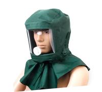 Tofficu de Sablage Vert avec Cagoule Coupe Vent Poussière avec Lentille Acrylique Épaisse Tissu Toile pour Ponçage et Polissage Industriel