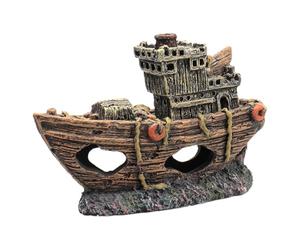 Tofficu Décoration D'aquarium Bateau Pirate en Résine, Grotte Artificielle Miniature pour Poissons, Ornement Solide, Cachette pour Aquarium d'eau Douce, 1 Pièce, Décor Réaliste