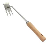 Tofficu Désherbeur Manuel en Acier Inoxydable Manche en Bois, Outil de Traction Robuste à Fourche V pour Désherbage de Jardin, Extraction Profonde des Racines, Outil de Jardinage Pratique