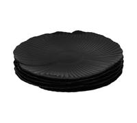 Tofficu Ensemble 5 Assiettes Ménagères Forme Pétale en Polypropylène Noir, Assiettes Incassables pour Steak, Pâtes et Desserts, Vaisselle Polyvalente pour Maison, Restaurant et Banquet