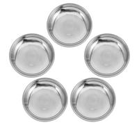 Tofficu Ensemble de 5 Assiettes à Sauce Ronde en Acier Inoxydable Épais 9 Cm, Plat à Trempette Polyvalent pour Apéritif, Plat à Sauce Soja et Condiments, Facile à Nettoyer, Usage