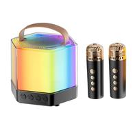 Tofficu Ensemble De Microphones Mini Machine à Karaoké avec LED Enceinte Karaoké avec Micro Machine De Karaoké pour Enfants pour Les Filles Petite Machine De Karaoké avec Micro Noir