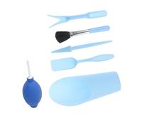 Tofficu Ensemble d'Outils de Jardinage à Main 6 Pièces Bleu, Mini Pelle à Plantes, Souffleur D’Air, Brosse, Lève-Plantes, Plastique Solide, Portable, pour Plantation et Entretien