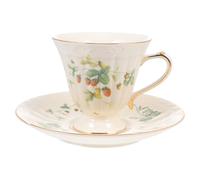 Tofficu Ensemble Tasse à Café Vintage en Céramique Soucoupe, Style Européen Doré la Feuille, 1 Tasse Moyenne 200ml pour Maison et Bureau, Vaisselle à Café Rétro Élégante et Décorative