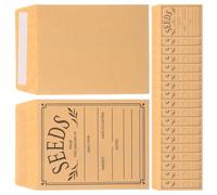Tofficu Enveloppes en Papier Kraft 150 Pièces Surface Texturée Écrivable Auto-adhésives Protection Contre L'humidité pour Stockage de Semences et Légumières pour Jardinage