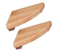 Tofficu Étagères d'angle Murales en Bois d'Hévéa 15 CM Diamètre, Lot de 2 Pièces, Design Éventail, Étagère Murale Créative pour Chambre et Espace Bain