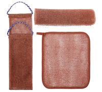 Tofficu Filet Exfoliant Corporel en Nylon Solide, Modèle Dos/pieds/visage, Couleur Brun Foncé, Serviette de Bain Exfoliante pour Gommage Profond et Nettoyage, Mousse Riche, Lot 1 Pièce