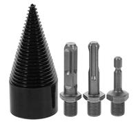 Tofficu Foret à Fendeur de Bois en Acier 42 Mm, Kit 4 Pièces Manches Hexagonaux Rond et Carré, pour Usage Domestique et Travail du Bois, Compatible Perceuse Électrique, Accessoire