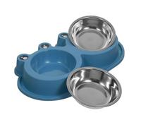 Tofficu Gamelle Double pour Chat et Chien avec douve Anti-déversement Base antidérapante PP Facile à Nettoyer pour Chat Errant Alimentation extérieure
