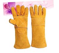 Tofficu Gants de Soudure Cuir Résistants Chaleur Couches Manches Longues Isolants Protection pour Four et Manutention Jusquà Paire Jaune