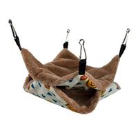 Tofficu Hamac pour Petits Animaux 34 X 34 Cm Double Couche en Tissu Doux Beige Motifs Cœur, Lit Suspendu Chaud et Confortable pour Hamsters, Cobayes et Écureuils, Accessoires Cage Hiver