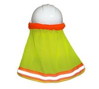 Tofficu Housse de Casque de Chantier Orange en Maille Respirante avec Rayures Réfléchissantes, Protection Solaire Haute Visibilité et Protection du Cou pour Jardinage et Randonnée